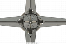 Load image into Gallery viewer, Bottom view of the 3D-model of the retractable landing gear of the SpaceX rocket