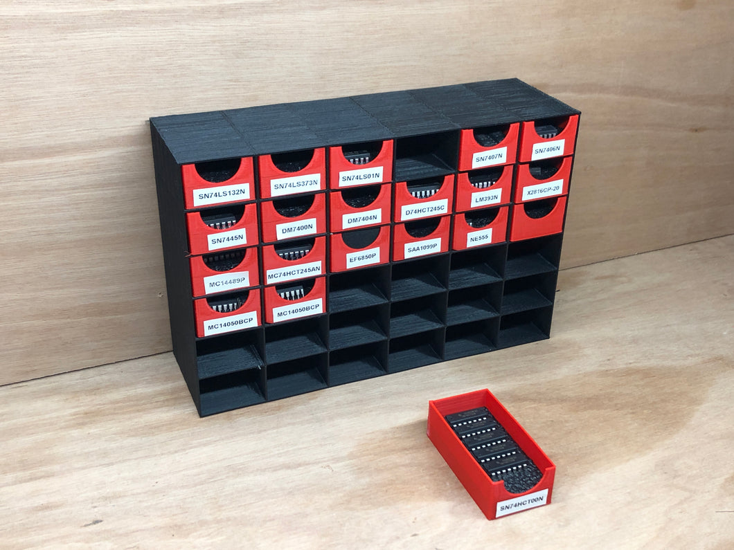 3D-printable small parts organizer - 6x6 cabinet + drawers