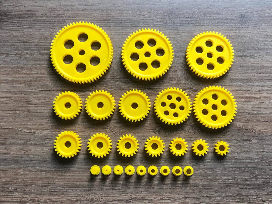3D-printable spur gear set (15 pieces)