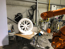 Load image into Gallery viewer, ABB IRB6400 robot next to the EPS Tesla wheel.
