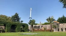 Load image into Gallery viewer, 3D-printable SpaceX rocket in flight 2.
