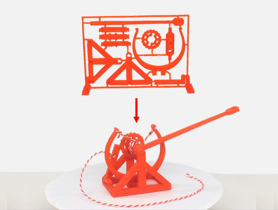 3D-printable Davinci catapult gift card model